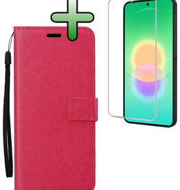 BASEY. BASEY. Samsung Galaxy A27 Hoesje Bookcase Met Screenprotector - Donkerroze