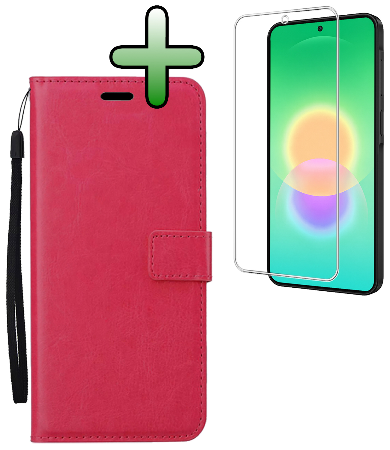 BASEY. BASEY. Samsung Galaxy A27 Hoesje Bookcase Met Screenprotector - Donkerroze