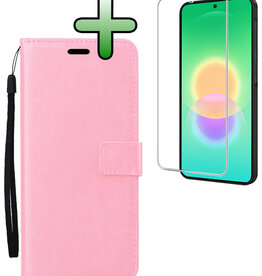 BASEY. BASEY. Samsung Galaxy A27 Hoesje Bookcase Met Screenprotector - Lichtroze