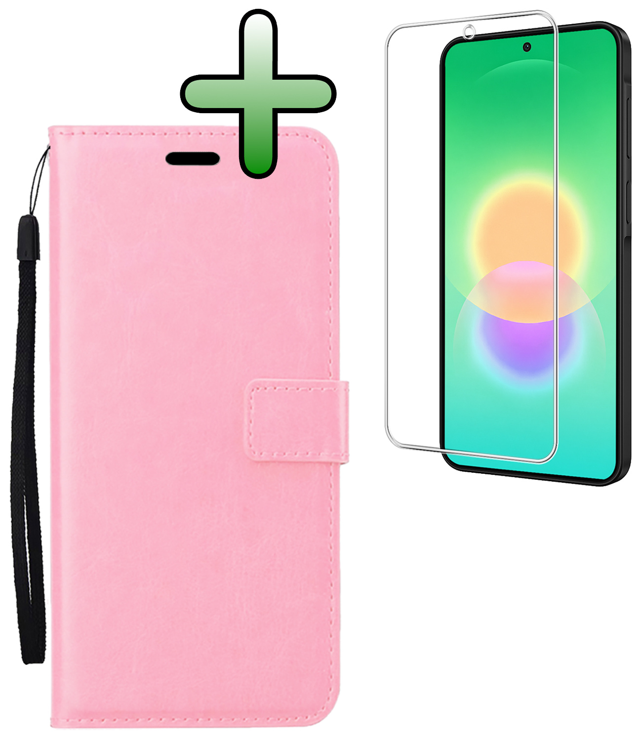 BASEY. BASEY. Samsung Galaxy A27 Hoesje Bookcase Met Screenprotector - Lichtroze