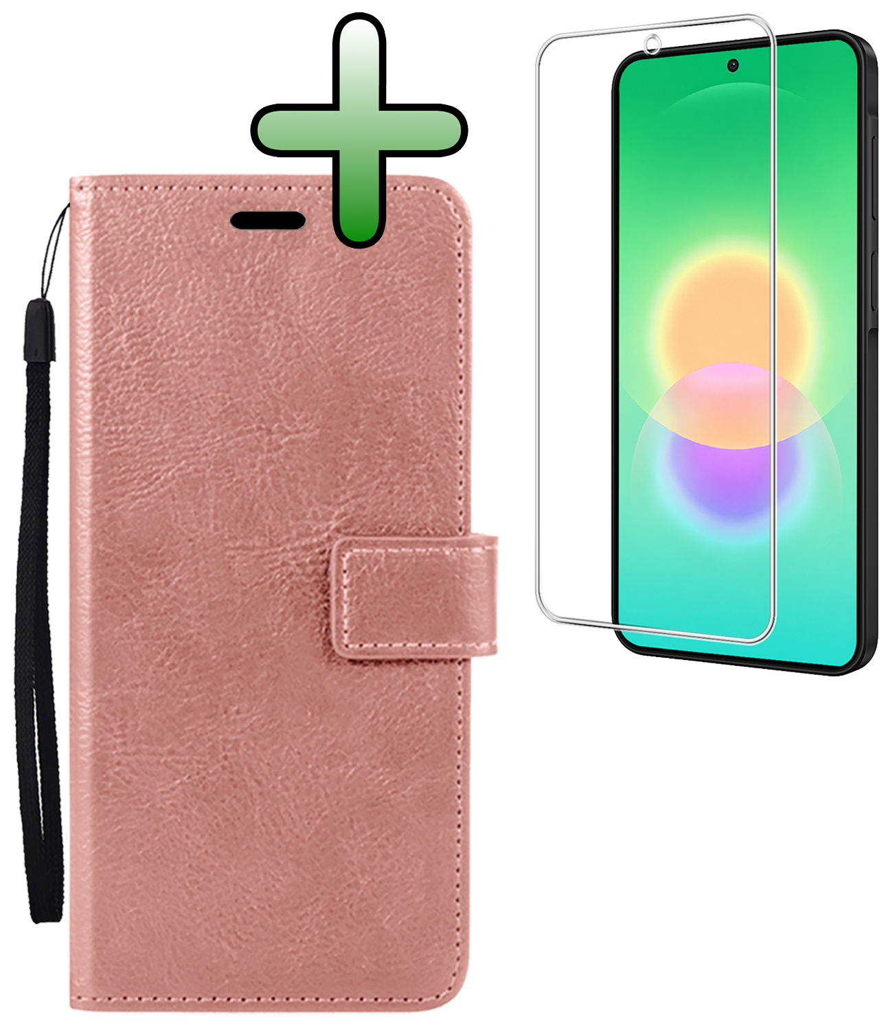 BASEY. BASEY. Samsung Galaxy A27 Hoesje Bookcase Met Screenprotector - Rose Goud