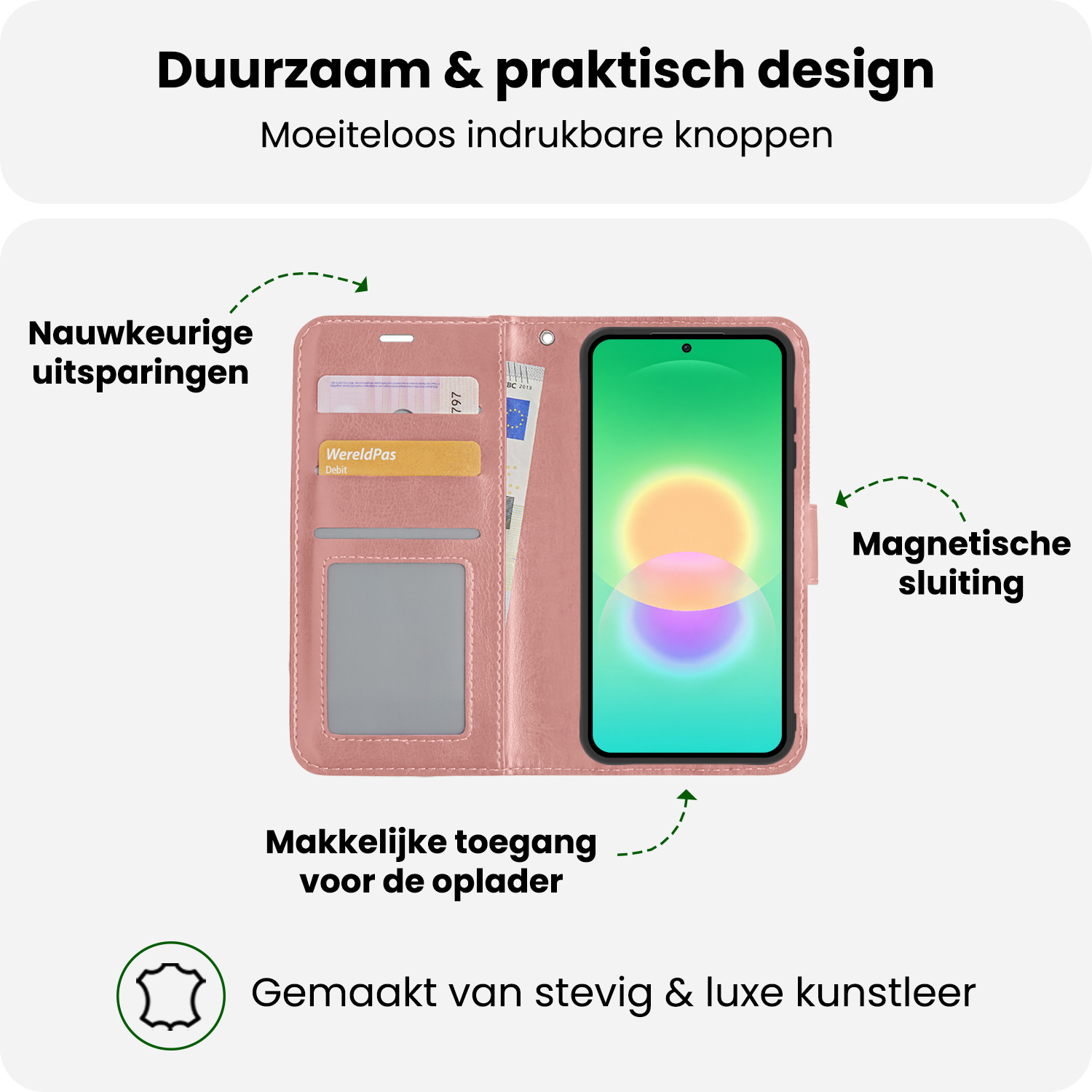 BASEY. BASEY. Samsung Galaxy A27 Hoesje Bookcase Met Screenprotector - Rose Goud