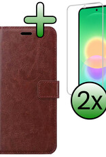 BASEY. BASEY. Samsung Galaxy A27 Hoesje Bookcase Met 2x Screenprotector - Bruin