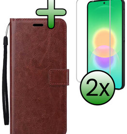 BASEY. BASEY. Samsung Galaxy A27 Hoesje Bookcase Met 2x Screenprotector - Bruin
