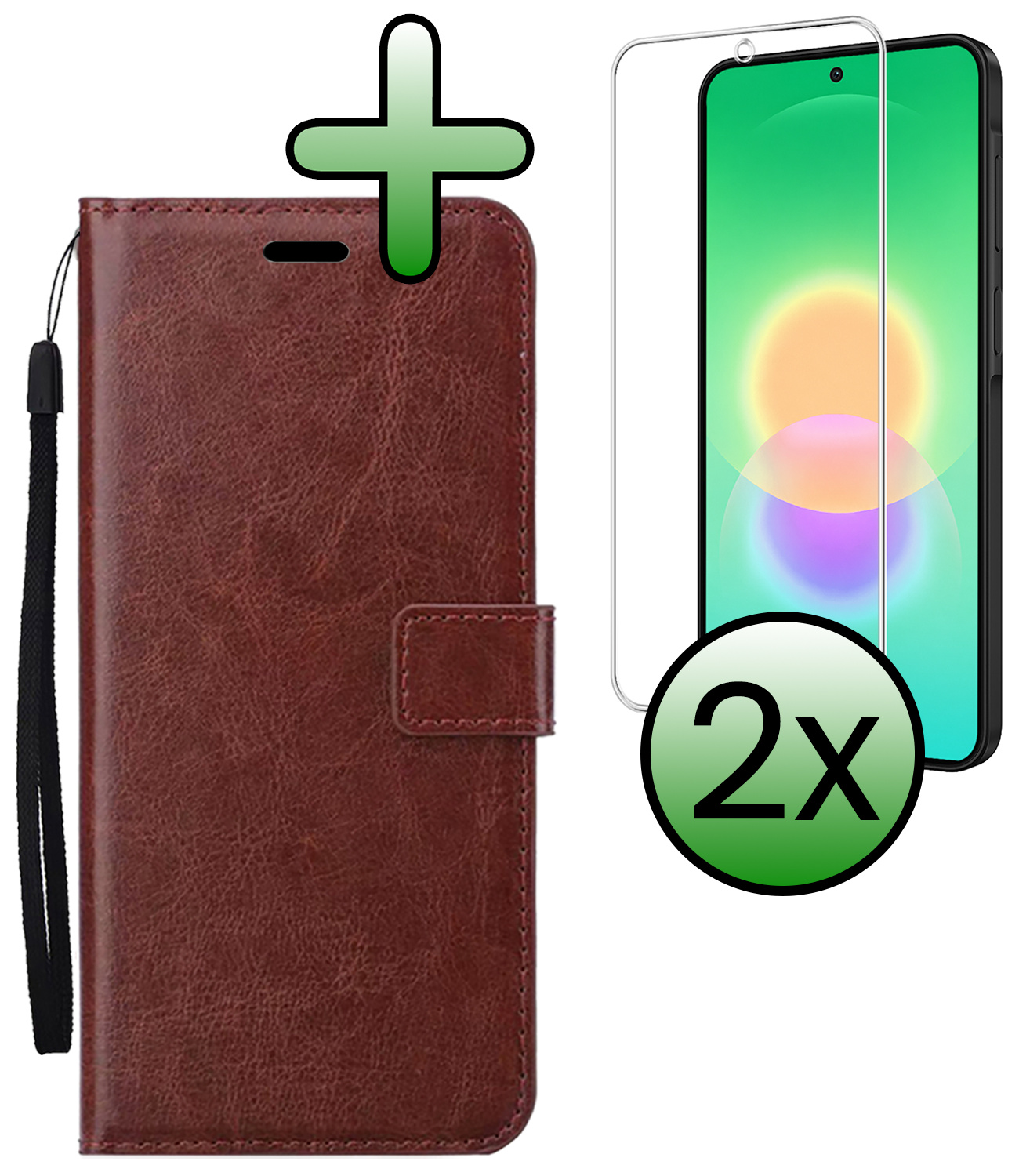 BASEY. BASEY. Samsung Galaxy A27 Hoesje Bookcase Met 2x Screenprotector - Bruin