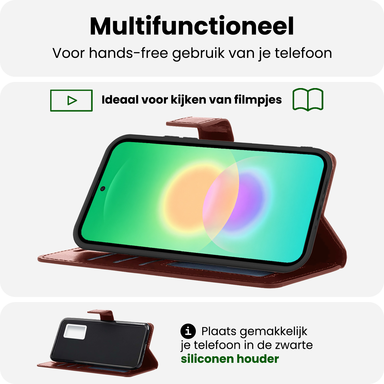 BASEY. BASEY. Samsung Galaxy A27 Hoesje Bookcase Met 2x Screenprotector - Bruin