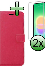 BASEY. BASEY. Samsung Galaxy A27 Hoesje Bookcase Met 2x Screenprotector - Donkerroze