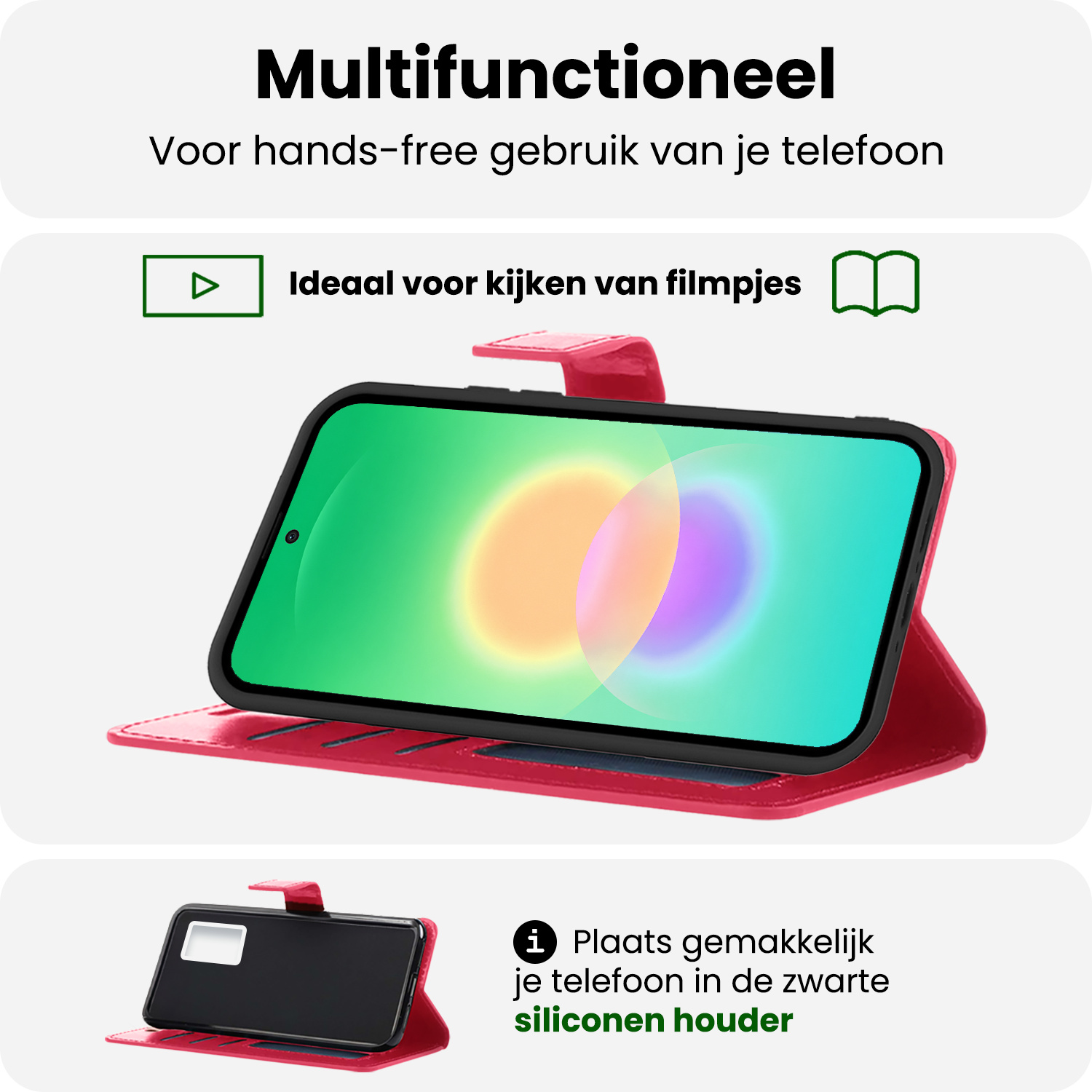 BASEY. BASEY. Samsung Galaxy A27 Hoesje Bookcase Met 2x Screenprotector - Donkerroze