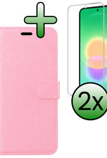 BASEY. BASEY. Samsung Galaxy A27 Hoesje Bookcase Met 2x Screenprotector - Lichtroze