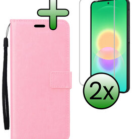 BASEY. BASEY. Samsung Galaxy A27 Hoesje Bookcase Met 2x Screenprotector - Lichtroze
