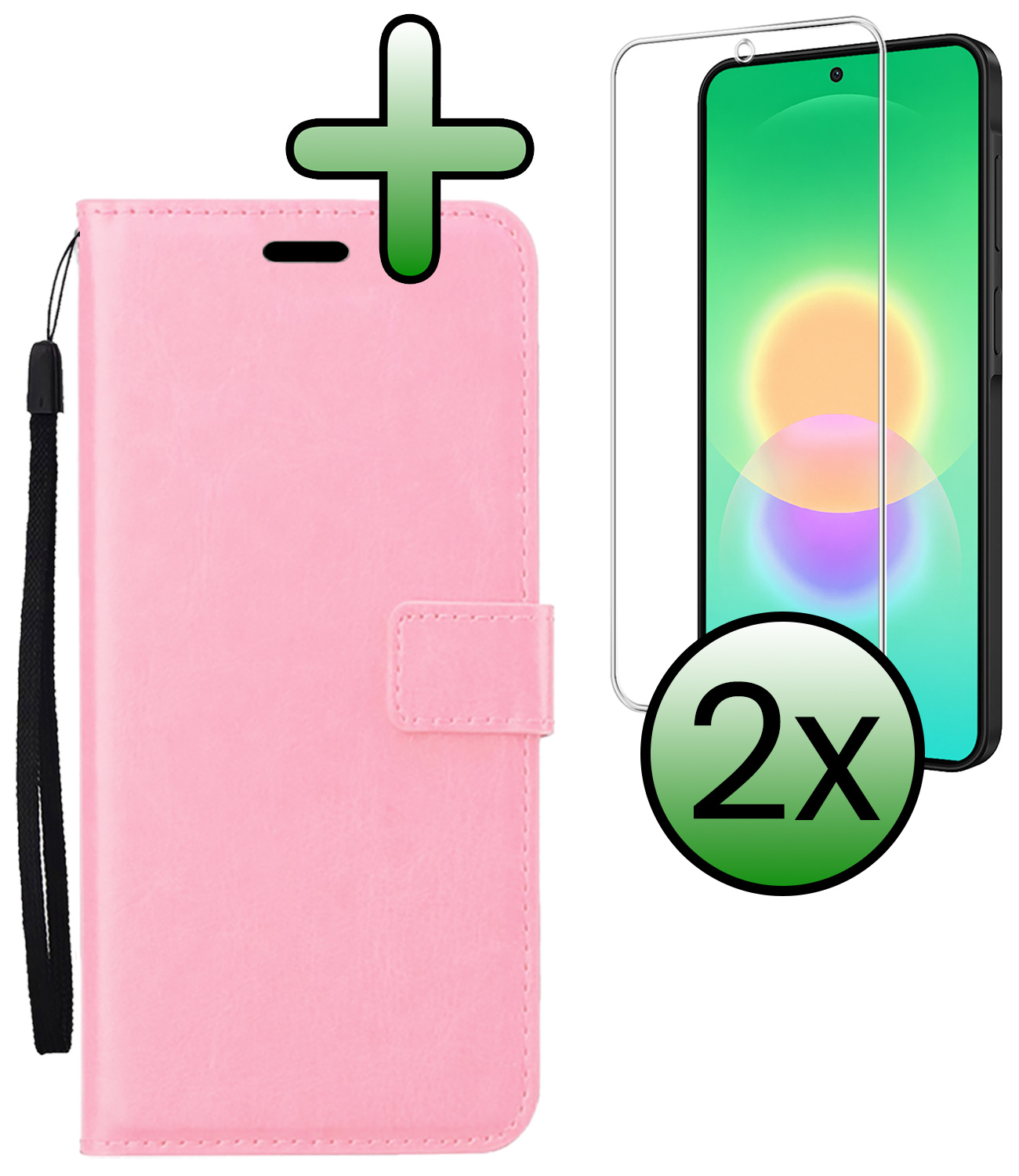 BASEY. BASEY. Samsung Galaxy A27 Hoesje Bookcase Met 2x Screenprotector - Lichtroze
