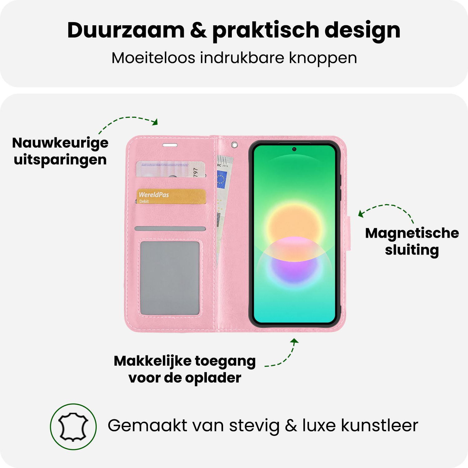 BASEY. BASEY. Samsung Galaxy A27 Hoesje Bookcase Met 2x Screenprotector - Lichtroze