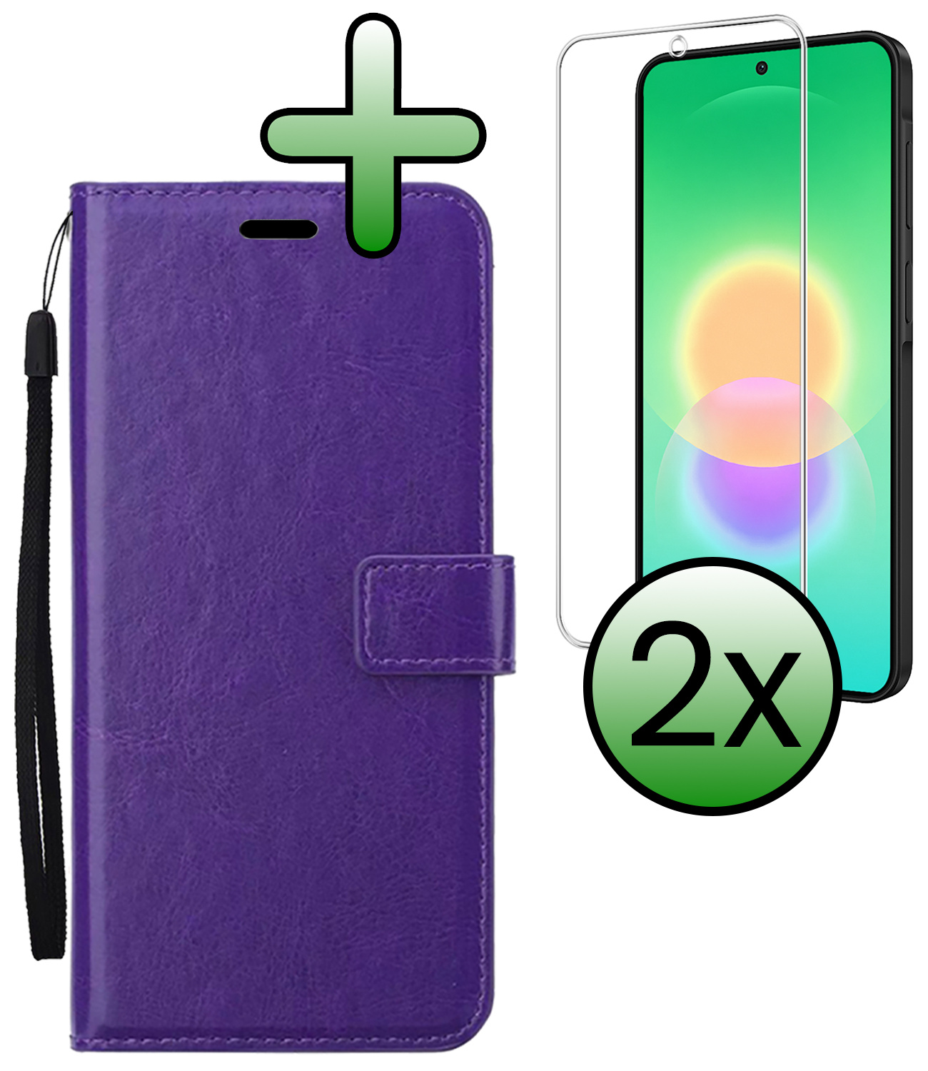 BASEY. BASEY. Samsung Galaxy A27 Hoesje Bookcase Met 2x Screenprotector - Paars
