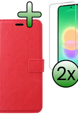BASEY. BASEY. Samsung Galaxy A27 Hoesje Bookcase Met 2x Screenprotector - Rood