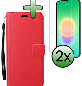 BASEY. BASEY. Samsung Galaxy A27 Hoesje Bookcase Met 2x Screenprotector - Rood
