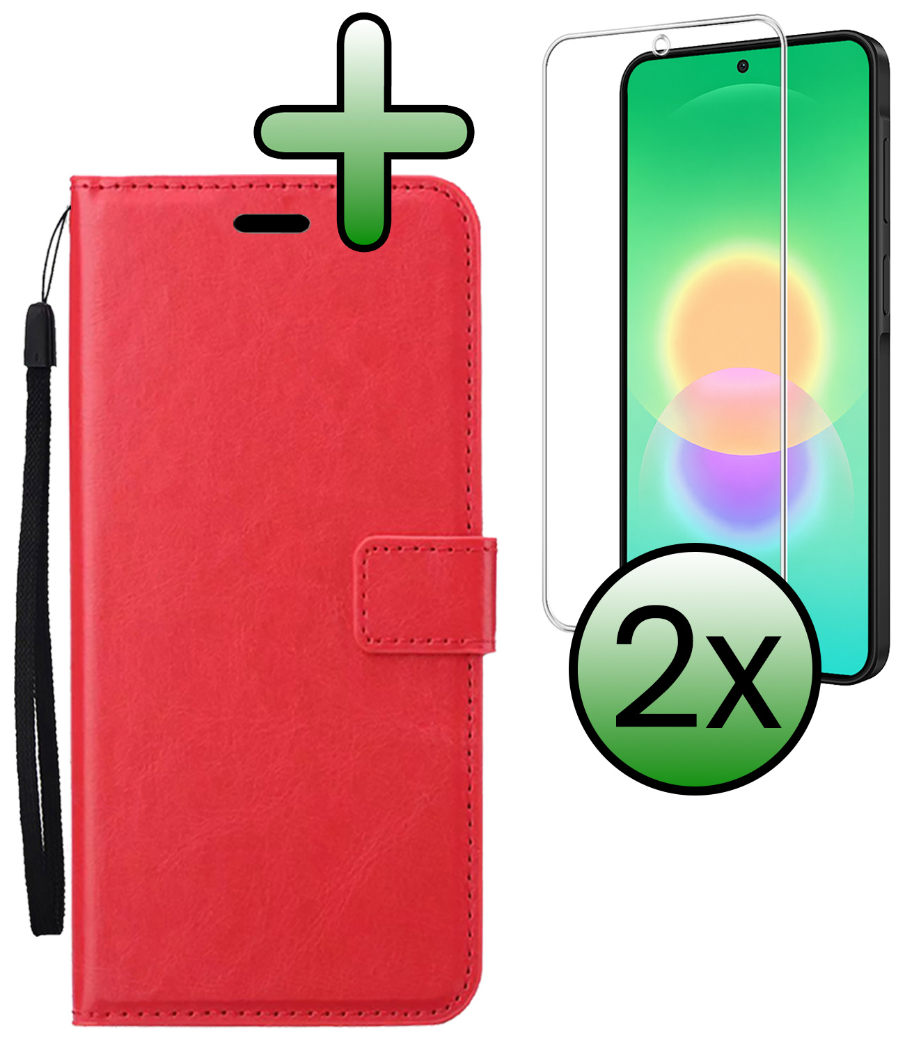 BASEY. BASEY. Samsung Galaxy A27 Hoesje Bookcase Met 2x Screenprotector - Rood