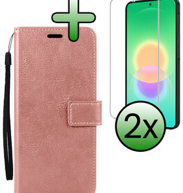 BASEY. BASEY. Samsung Galaxy A27 Hoesje Bookcase Met 2x Screenprotector - Rose Goud