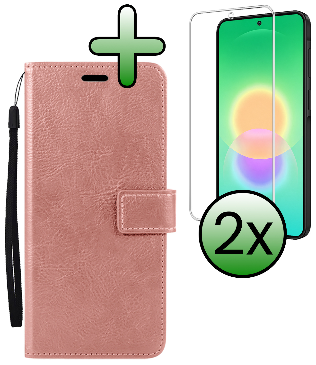 BASEY. BASEY. Samsung Galaxy A27 Hoesje Bookcase Met 2x Screenprotector - Rose Goud