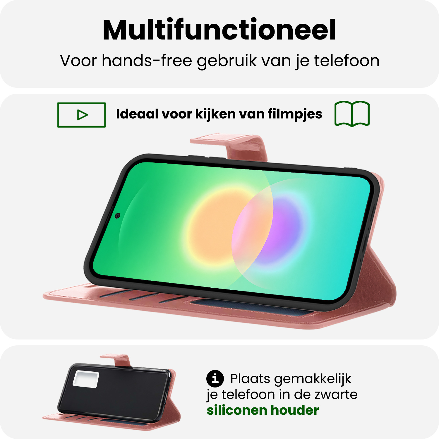 BASEY. BASEY. Samsung Galaxy A27 Hoesje Bookcase Met 2x Screenprotector - Rose Goud
