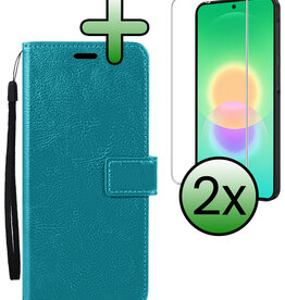 BASEY. BASEY. Samsung Galaxy A27 Hoesje Bookcase Met 2x Screenprotector - Turquoise