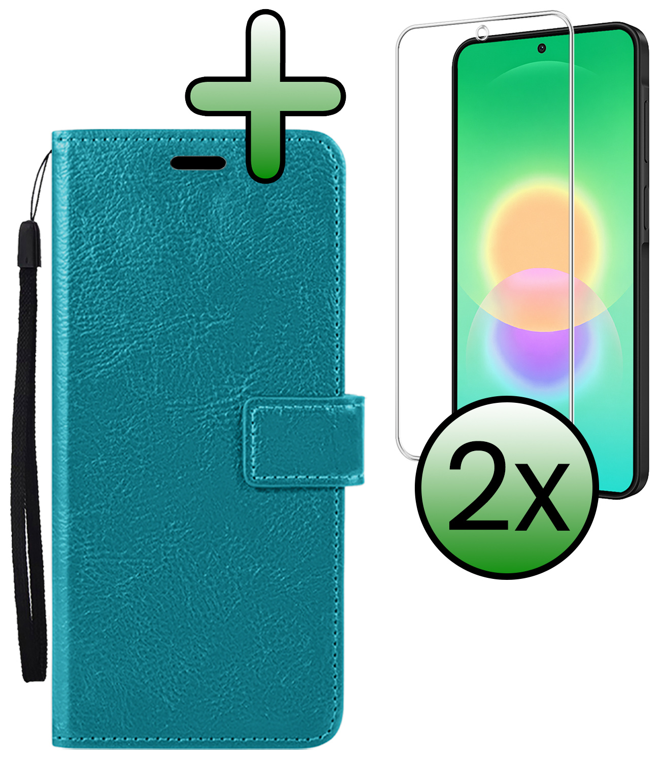 BASEY. BASEY. Samsung Galaxy A27 Hoesje Bookcase Met 2x Screenprotector - Turquoise