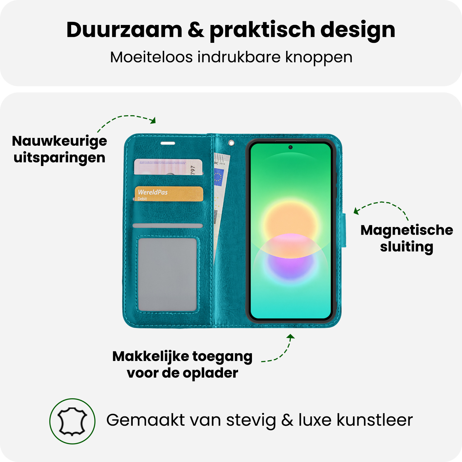 BASEY. BASEY. Samsung Galaxy A27 Hoesje Bookcase Met 2x Screenprotector - Turquoise