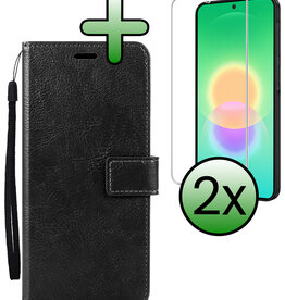 BASEY. BASEY. Samsung Galaxy A27 Hoesje Bookcase Met 2x Screenprotector - Zwart