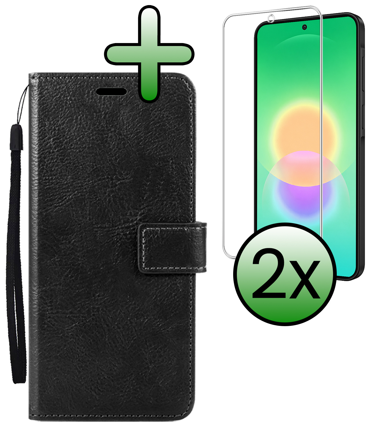 BASEY. BASEY. Samsung Galaxy A27 Hoesje Bookcase Met 2x Screenprotector - Zwart