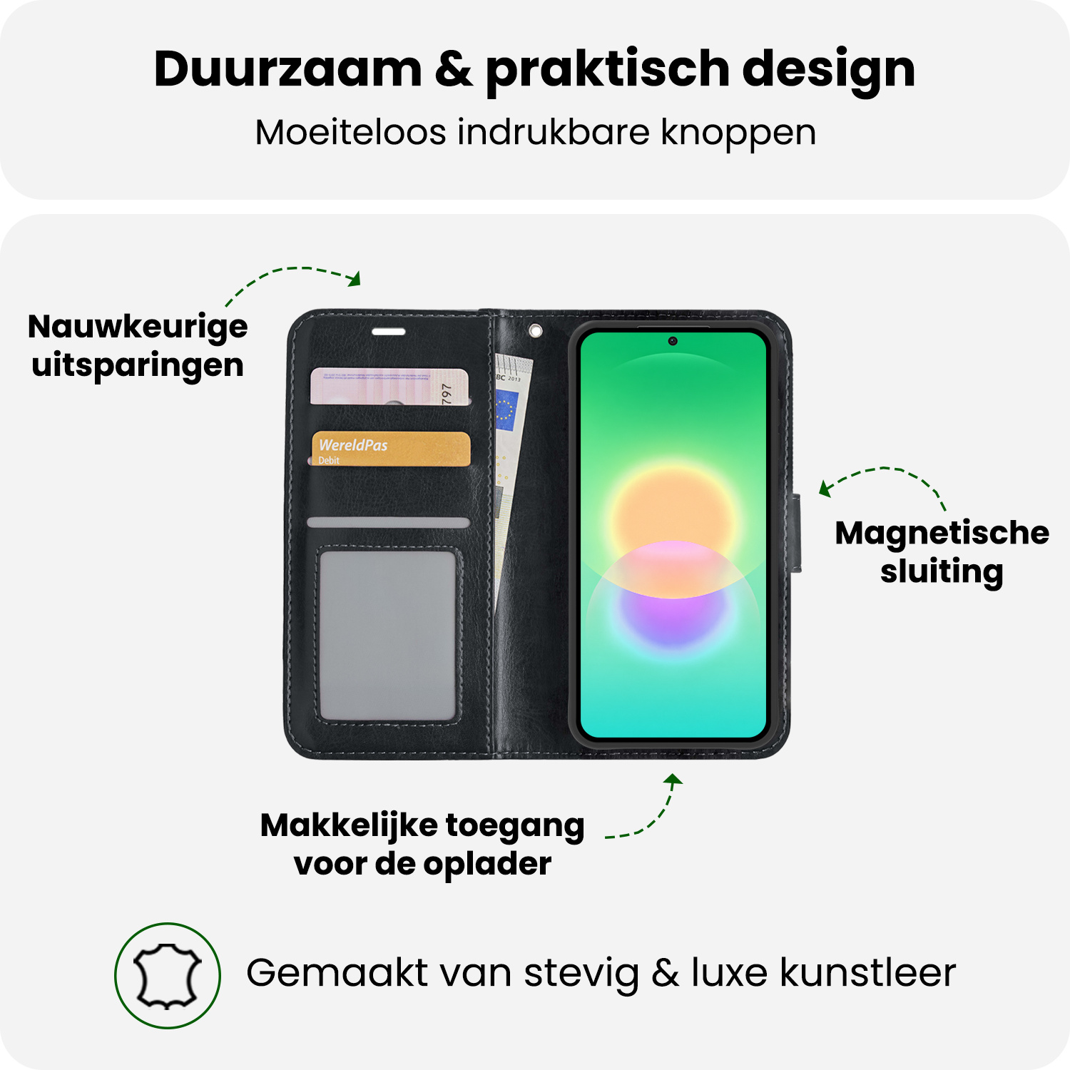 BASEY. BASEY. Samsung Galaxy A27 Hoesje Bookcase Met 2x Screenprotector - Zwart