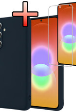NoXx NoXx Samsung Galaxy A27 Hoesje Siliconen Met Screenprotector - Donkerblauw