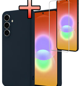 NoXx NoXx Samsung Galaxy A27 Hoesje Siliconen Met Screenprotector - Donkerblauw