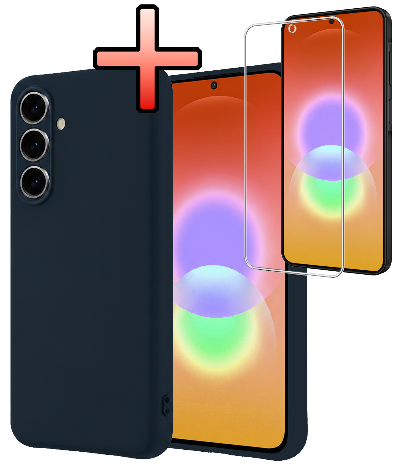 NoXx NoXx Samsung Galaxy A27 Hoesje Siliconen Met Screenprotector - Donkerblauw