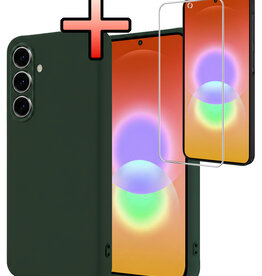 NoXx NoXx Samsung Galaxy A27 Hoesje Siliconen Met Screenprotector - Donkergroen