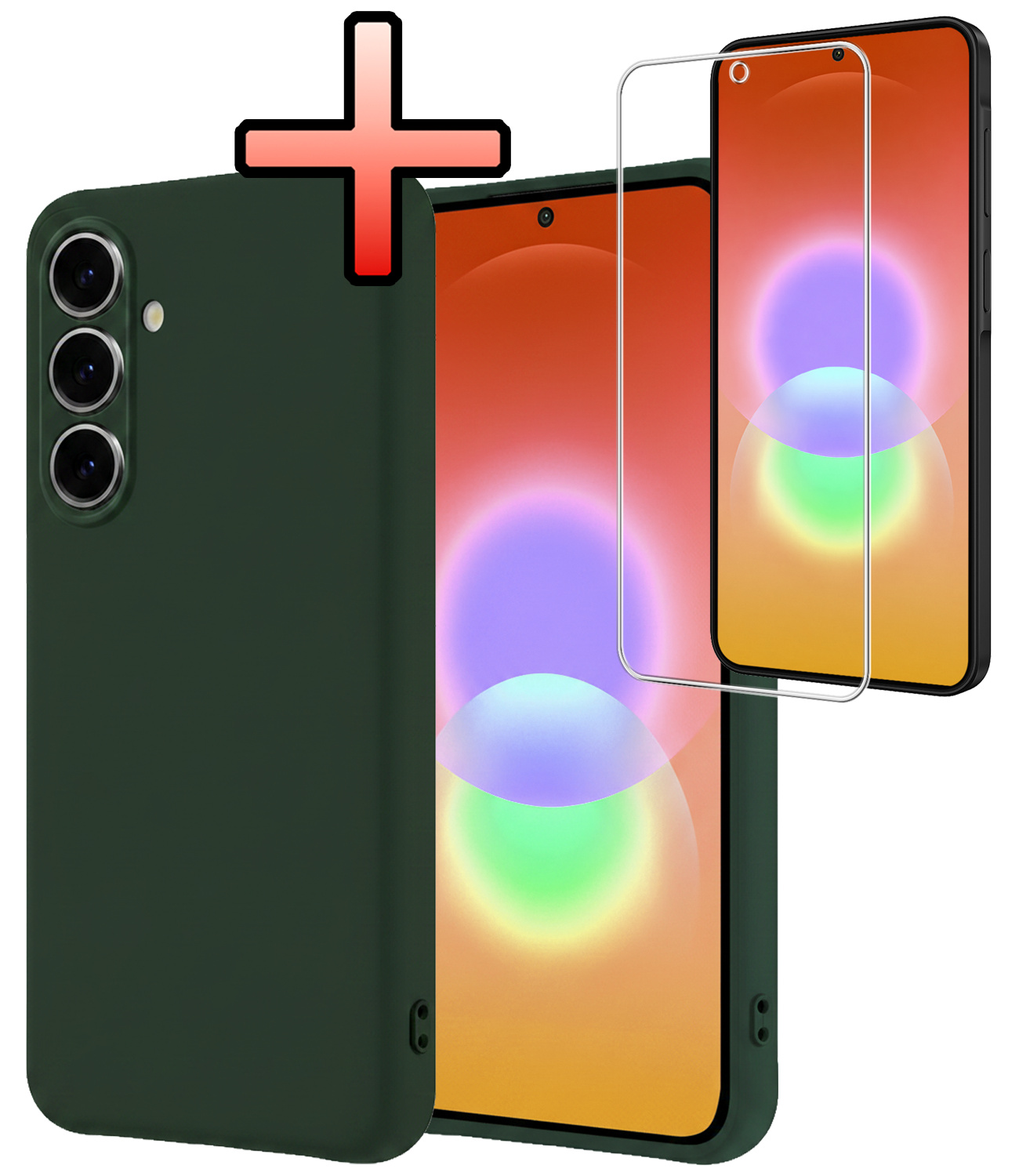 NoXx NoXx Samsung Galaxy A27 Hoesje Siliconen Met Screenprotector - Donkergroen