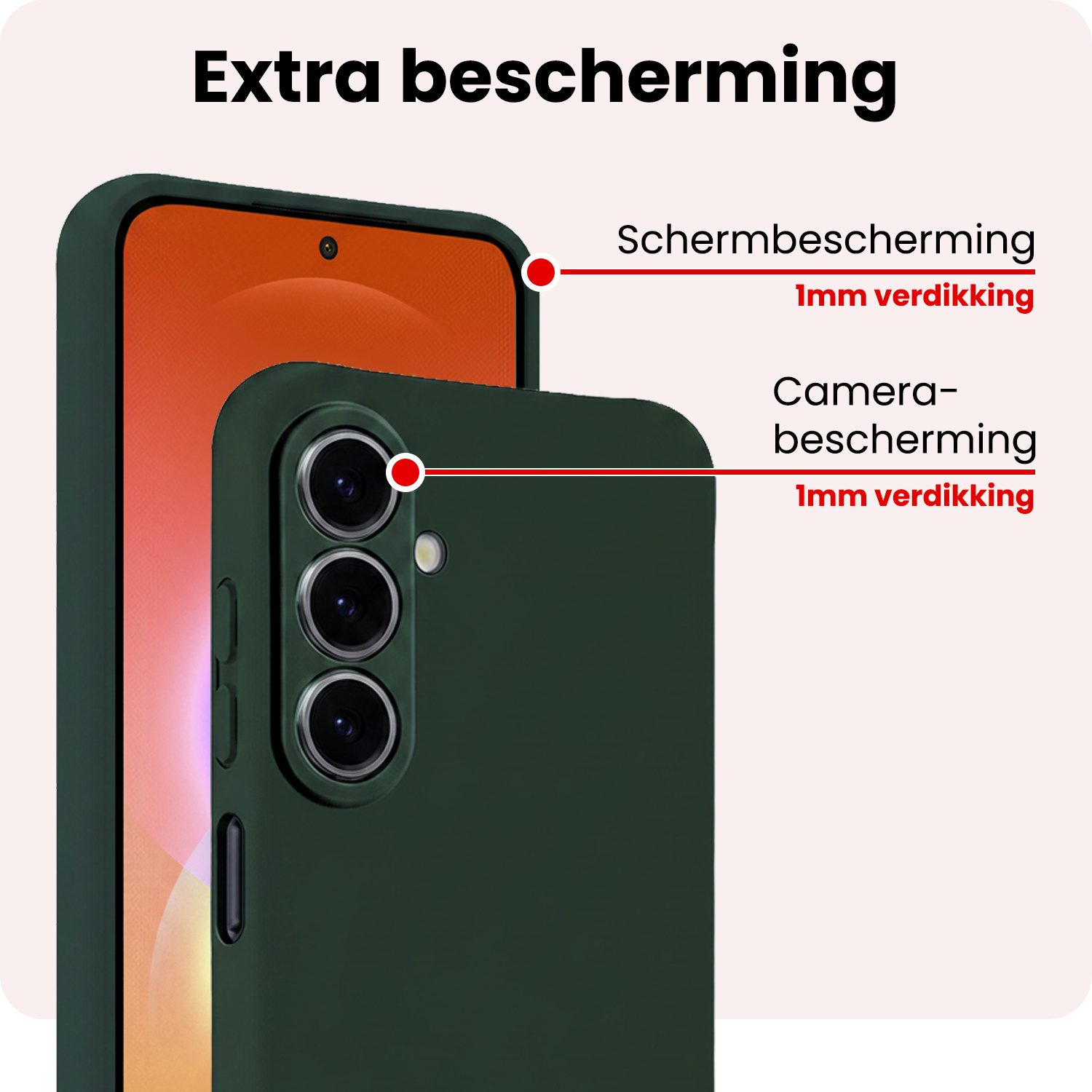 NoXx NoXx Samsung Galaxy A27 Hoesje Siliconen Met Screenprotector - Donkergroen