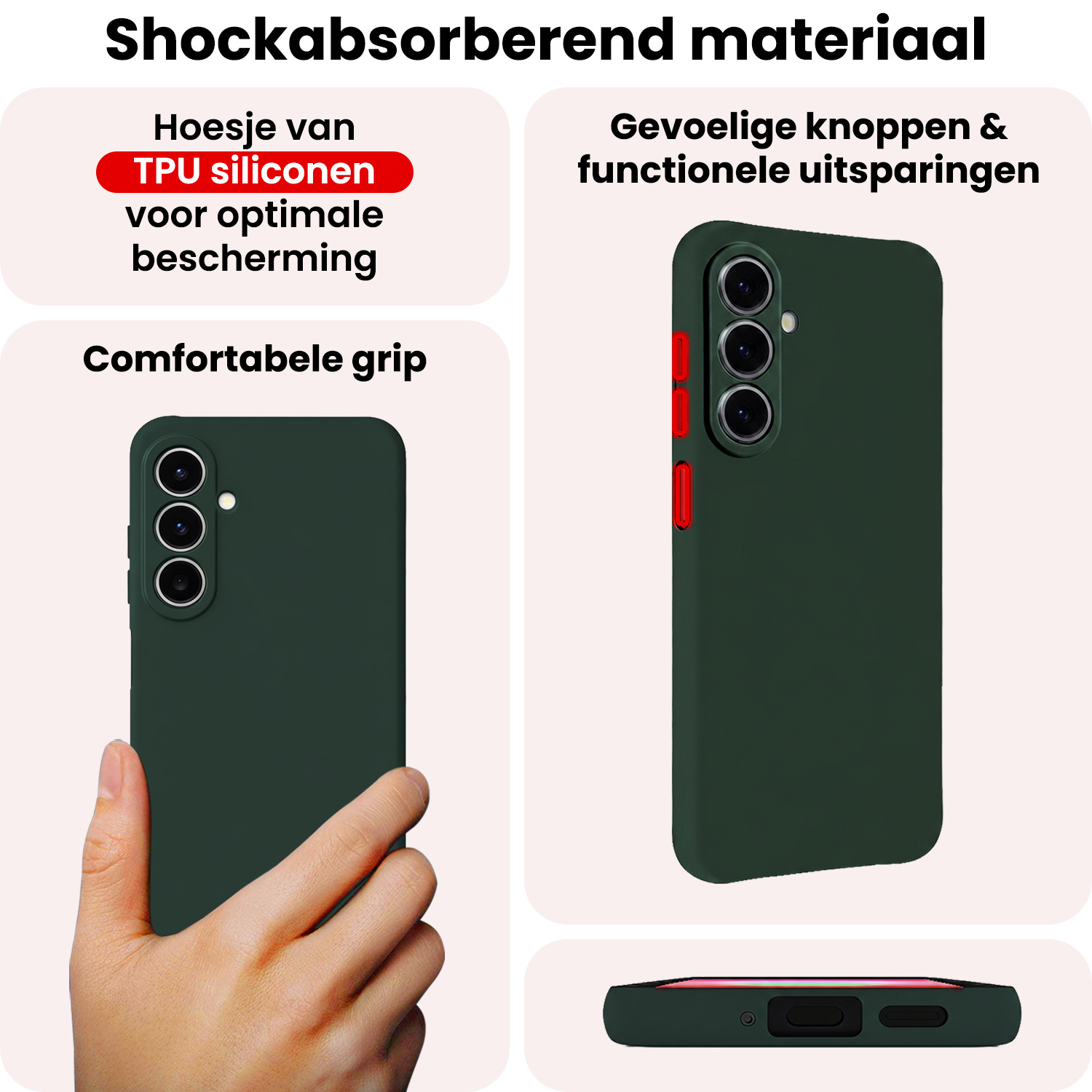 NoXx NoXx Samsung Galaxy A27 Hoesje Siliconen Met Screenprotector - Donkergroen