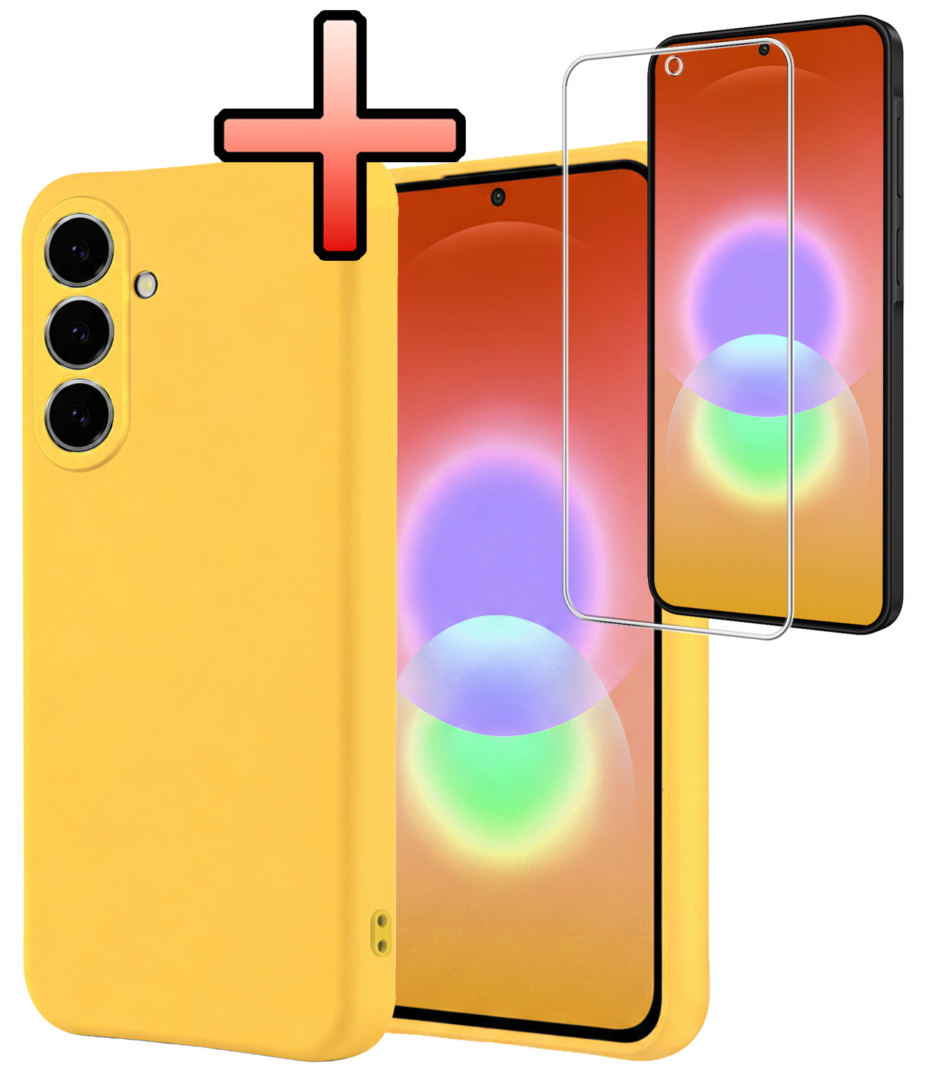 NoXx NoXx Samsung Galaxy A27 Hoesje Siliconen Met Screenprotector - Geel