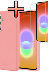 NoXx NoXx Samsung Galaxy A27 Hoesje Siliconen Met Screenprotector - Lichtroze