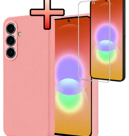 NoXx NoXx Samsung Galaxy A27 Hoesje Siliconen Met Screenprotector - Lichtroze