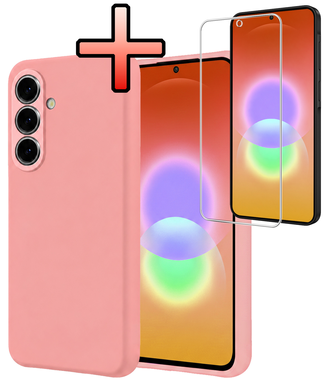 NoXx NoXx Samsung Galaxy A27 Hoesje Siliconen Met Screenprotector - Lichtroze
