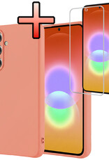 NoXx NoXx Samsung Galaxy A27 Hoesje Siliconen Met Screenprotector - Perzik