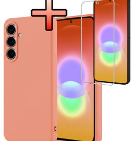 NoXx NoXx Samsung Galaxy A27 Hoesje Siliconen Met Screenprotector - Perzik