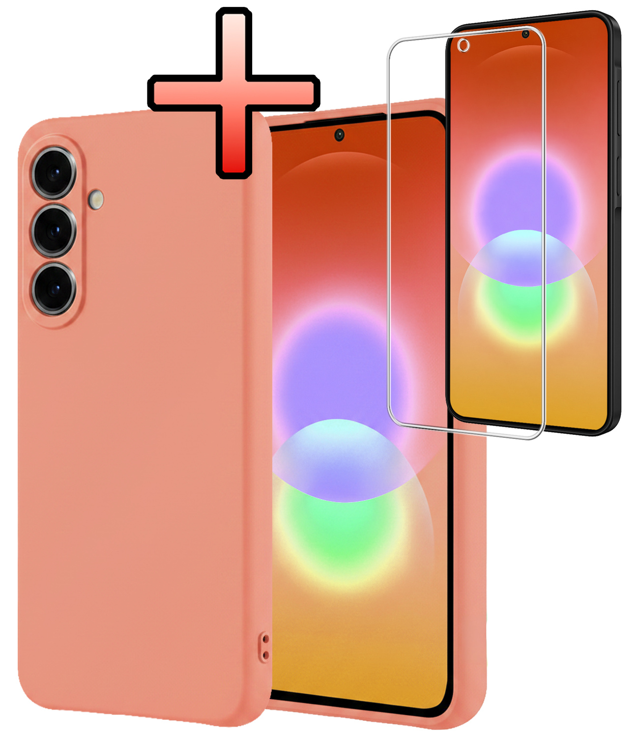 NoXx NoXx Samsung Galaxy A27 Hoesje Siliconen Met Screenprotector - Perzik