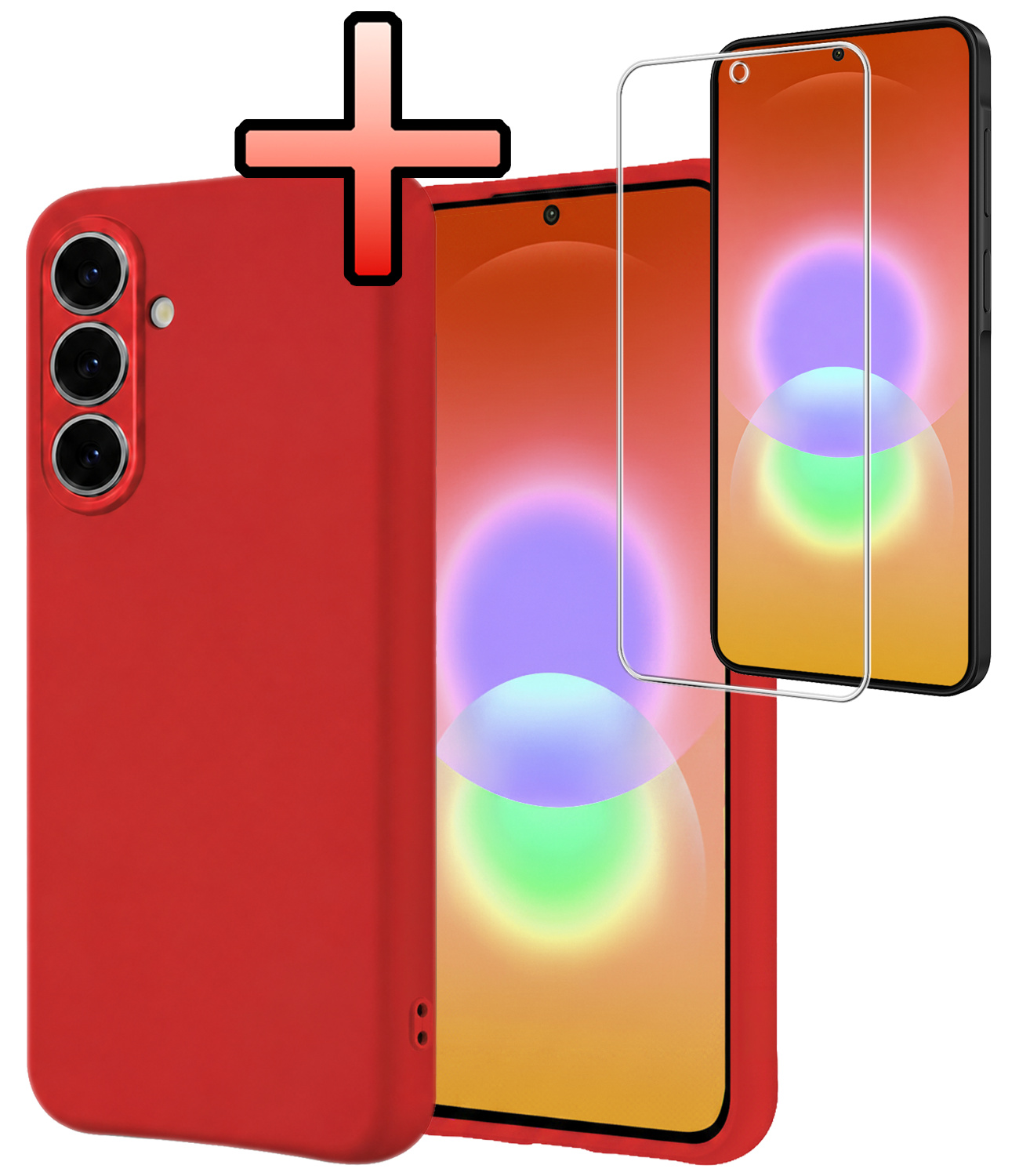 NoXx NoXx Samsung Galaxy A27 Hoesje Siliconen Met Screenprotector - Rood