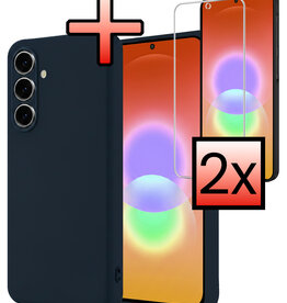 NoXx NoXx Samsung Galaxy A27 Hoesje Siliconen Met 2x Screenprotector - Donkerblauw