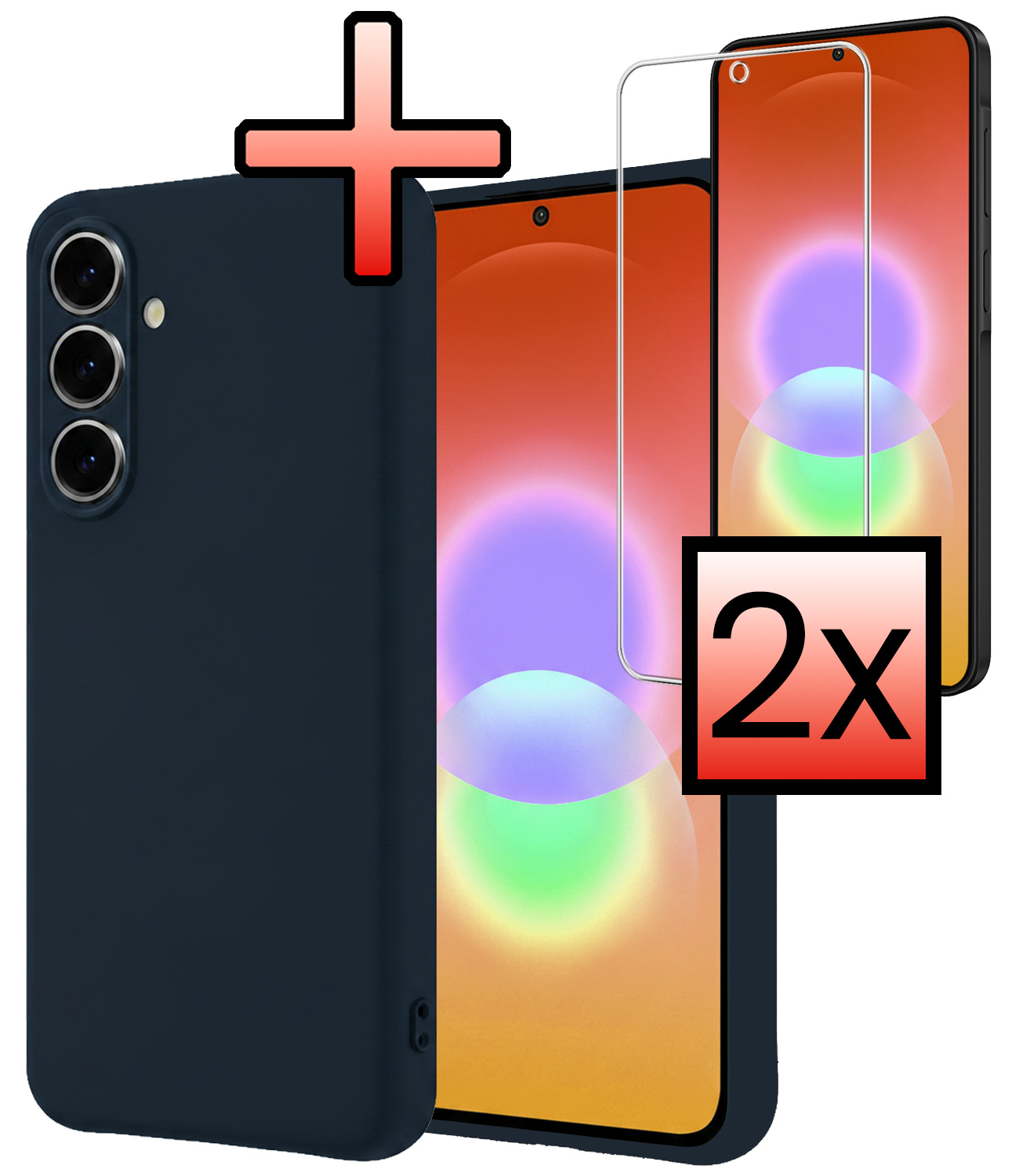 NoXx NoXx Samsung Galaxy A27 Hoesje Siliconen Met 2x Screenprotector - Donkerblauw