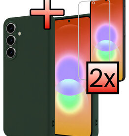NoXx NoXx Samsung Galaxy A27 Hoesje Siliconen Met 2x Screenprotector - Donkergroen