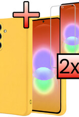 NoXx NoXx Samsung Galaxy A27 Hoesje Siliconen Met 2x Screenprotector - Geel