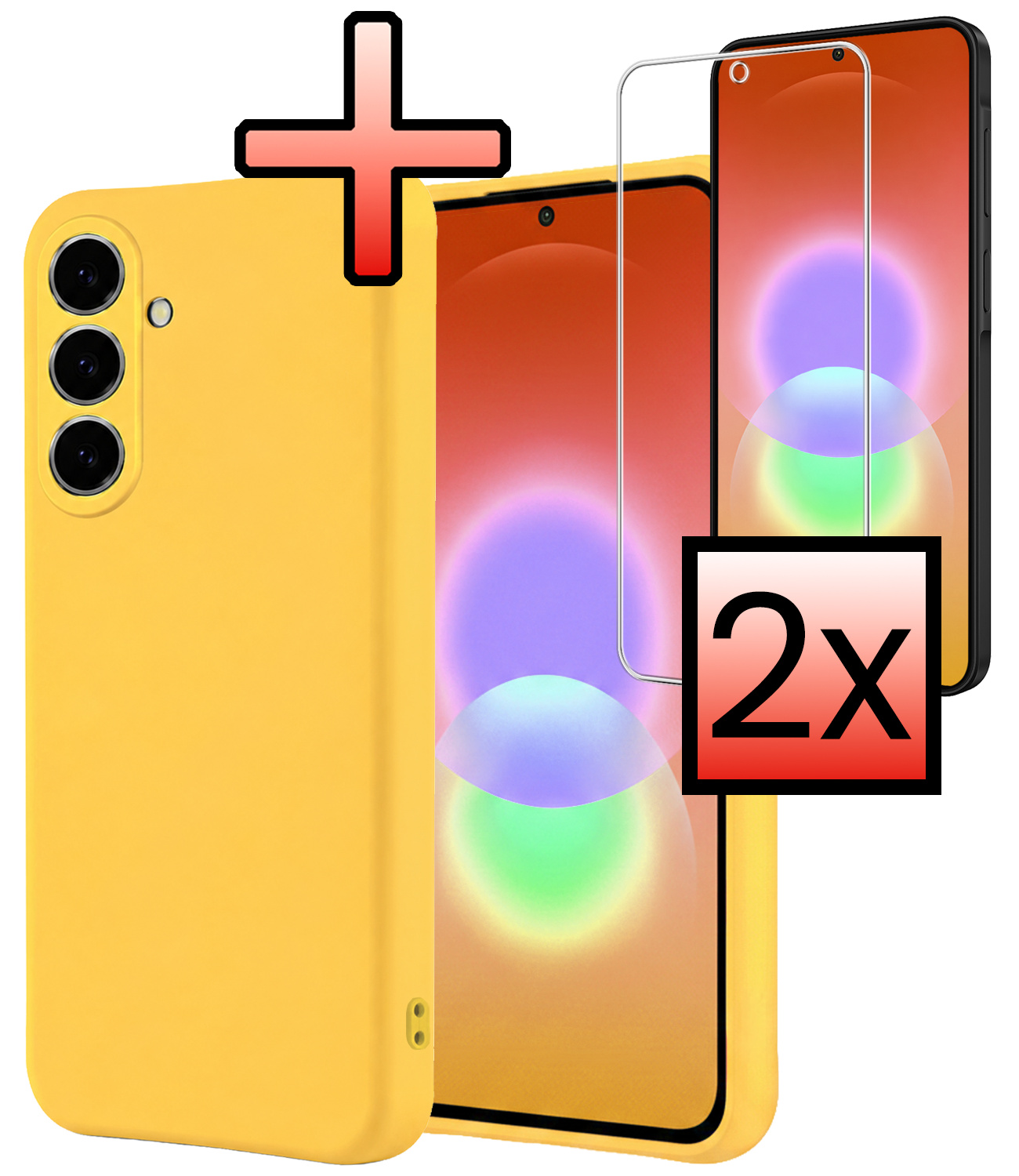 NoXx NoXx Samsung Galaxy A27 Hoesje Siliconen Met 2x Screenprotector - Geel