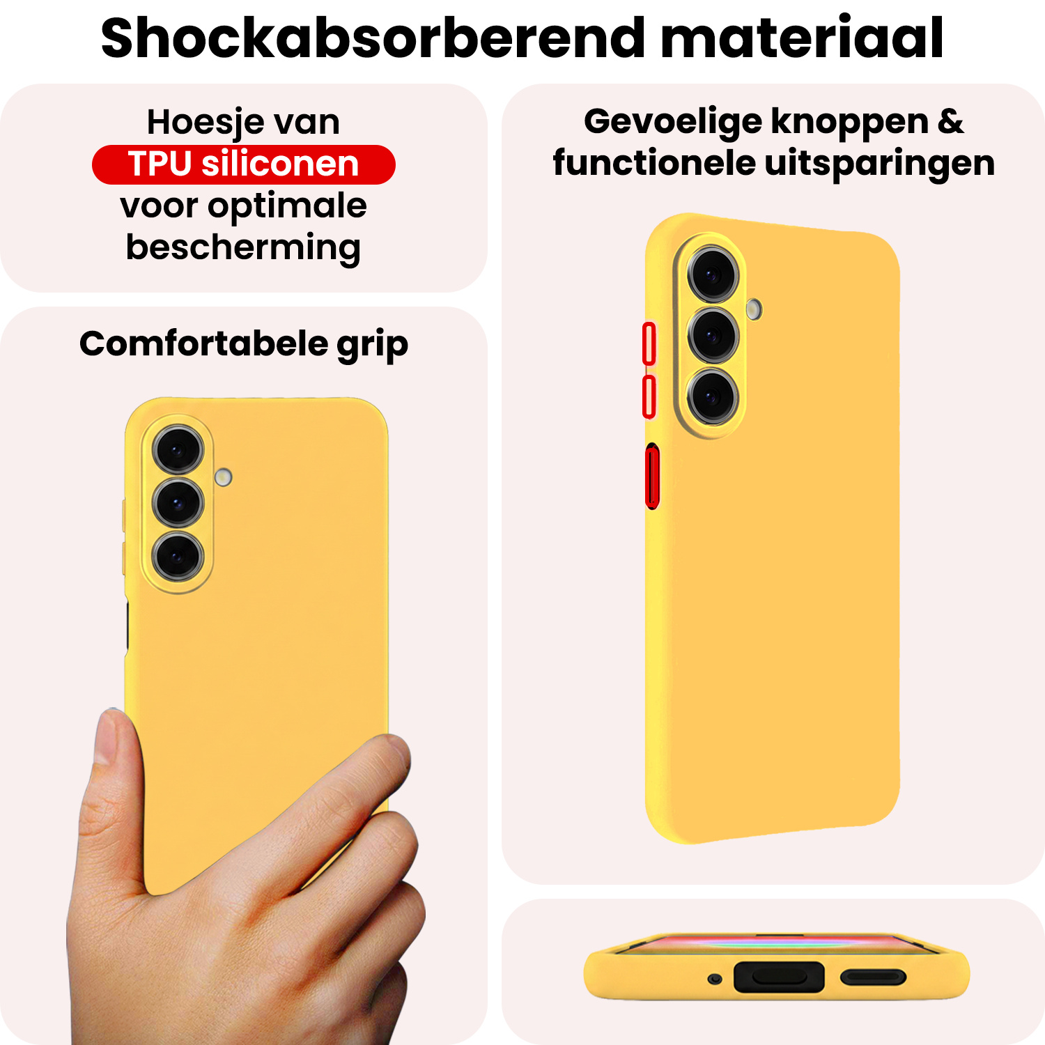 NoXx NoXx Samsung Galaxy A27 Hoesje Siliconen Met 2x Screenprotector - Geel